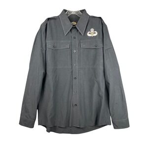 Under Armour Tactical Shirt Mens Medium Gray Long Sleeve Button Up Airborne Logo